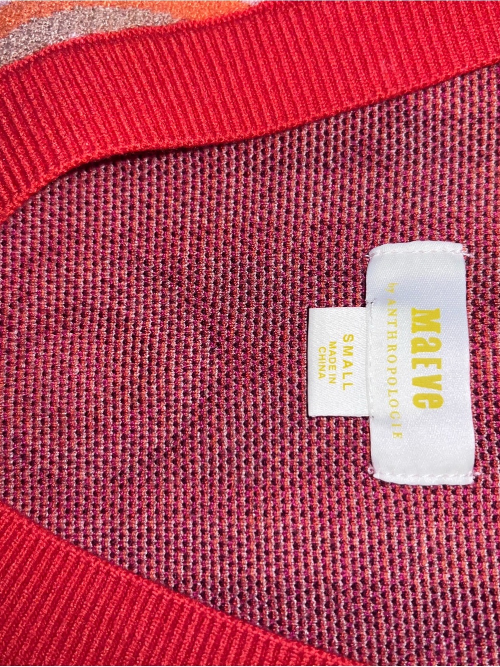 Maeve Coral and Pink Knit V-Neck Vest - Picture 3 of 3